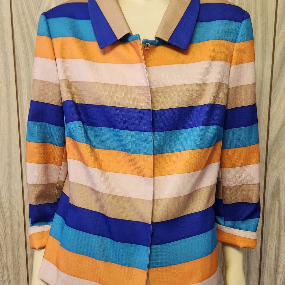 women's striped jacket 18 blue orange tailored JM Studio